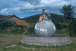 TRUE EQUATORIAL MONUMENT ON THE PAN AMERICAN HIGHWAY; CAYAMBE, ECUADOR