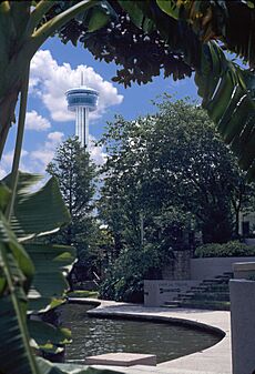 Tower of the Americas from the River Walk -- San Antonio
