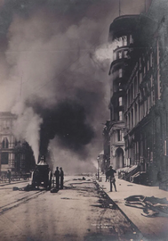 Willard Worden, firefighters battle blaze after 1906 San Francisco earthquake.webp