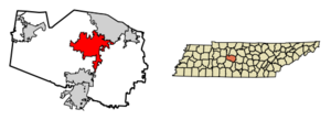Location within Williamson County and Tennessee