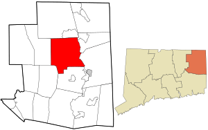Location in Windham County and the state of Connecticut.