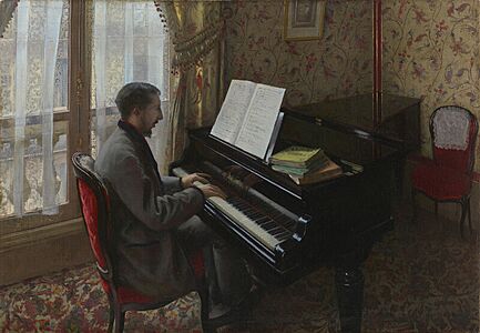 Young Man Playing the Piano - Gustave Caillebotte - Artizon Museum Tokyo