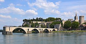 "Sur le Pont d'Avignon on y danse" is the famous song, but now we see only many tourist just standing there - panoramio.jpg