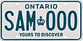 1983 Ontario license plate SAM♔000 sample