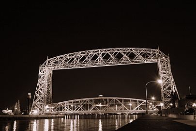 Aerial Lift Bridge at night