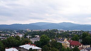 Bielsko-Biała, widok z wieży katedry św. Mikołaja - Beskid Śląski