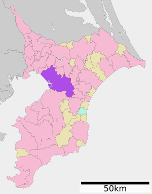 Location of Chiba in Chiba Prefecture