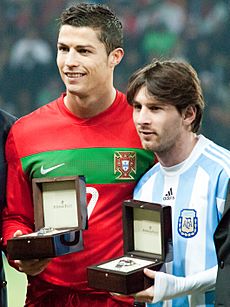 Cristiano Ronaldo and Lionel Messi - Portugal vs Argentina, 9th February 2011