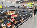 Almost empty supermarket aisle in Melbourne, Australia