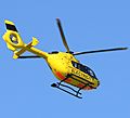 Eurocopter EC135P1 of Western Power Distribution (G-WPDD) leaves Bristol Airport, England 15Aug2016 arp