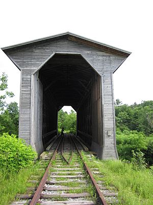 Fisher Covered Railroad Bridge in Wolcott, Vermont