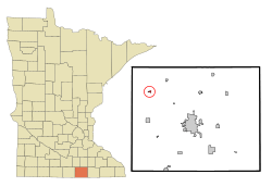 Location of Freeborn, Minnesota
