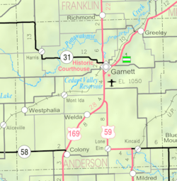 Map of Anderson Co, Ks, USA
