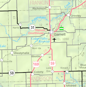 KDOT map of Anderson County (legend)