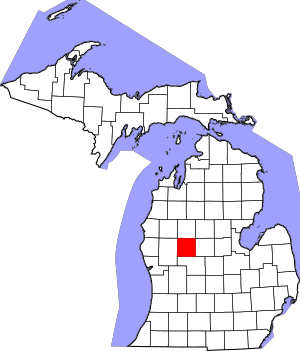 Map of Michigan highlighting Mecosta County