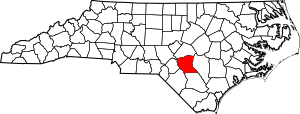 Map of North Carolina highlighting Cumberland County