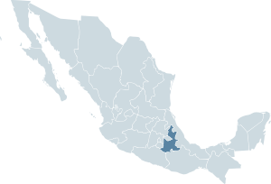 Location of the state within Mexico