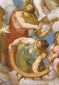 Michelangelo, giudizio universale, dettagli 24 san biagio e santa caterina