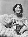 Munson, Audrey, Miss, with Buzzer the cat, portrait photograph