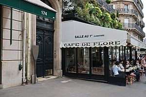 Panneau Histoire de Paris, café de Flore, 172 boulevard Saint-Germain, Paris 6e