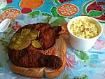 Hot chicken, with a side of potato salad
