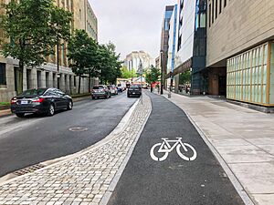 Protected bike lane on Lower Water Street in Halifax 2021 4