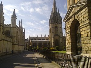 Radcliffe Square towards church of St Mary the Virgin