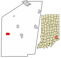 Location of Holton in Ripley County, Indiana.