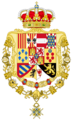 Royal Greater Coat of Arms of Spain (1761-1868 and 1874-1931) Version with Golden Fleece and Order of Charles III Collars