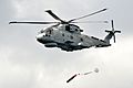 Royal Navy Merlin Helicopter Launching a Training Torpedo MOD 45157953