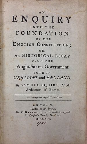 Samuel Squire, An Enquiry into the Foundation of the English Constitution (1745, title page) - 20141127