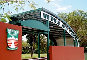 School gate, Whitfield State School, circa 2022