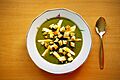 Sorrel soup with egg and croutons (Zupa szczawiowa z jajkiem i grzankami)