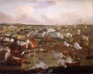 The Burning of French ships at the Battle of La Hogue, 23 May 1692 RMG L6227f