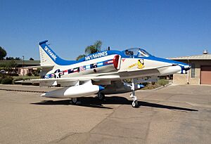 The last production A-4 Skyhawk on display at the Flying Leatherneck Aviation Museum in July 2012