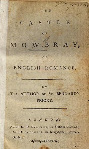 Title page of Martha Harley The castle of Mowbray 1788