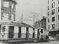 Tram on the corner of Pitt and Park St, 1950