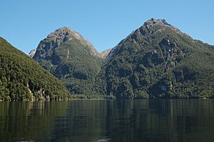 View across North Arm of Lake Manapouri to St Pauls Dome