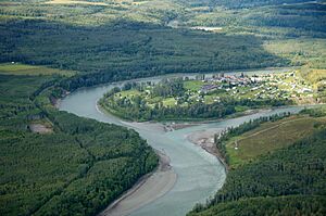 Northwestward aerial view at the confluence, Hazelton, 2011.