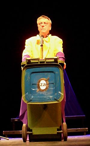 Andrej Rozman during his stage performance Zaničniško odmaševanje (Rozinteater) in 2012