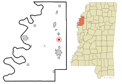 Location of Merigold, Mississippi