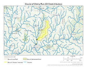 Course of Cherry Run (Oil Creek tributary)