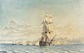 Danish gunboats attacking H.M.S Tigress at Agersø , 1808