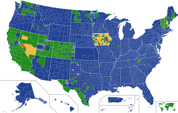 Democratic Party presidential primaries results by county, 2020