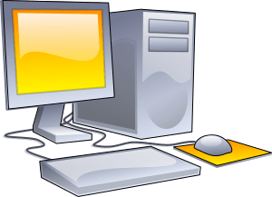 Desktop computer clipart - Yellow theme