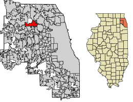 Location of Elk Grove Village in Cook County and DuPage County, Illinois
