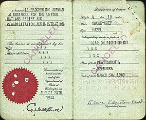 Early United Nations official's passport from WW2 - working for UNRRA 1944