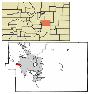 Location of the City of Manitou Springs in El Paso County, Colorado.