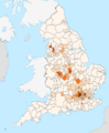 English districts by Indian percentage