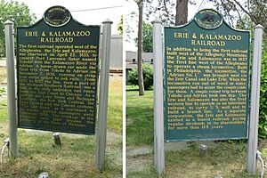 Erie and Kalamazoo Railroad historic marker (Blissfield, MI)